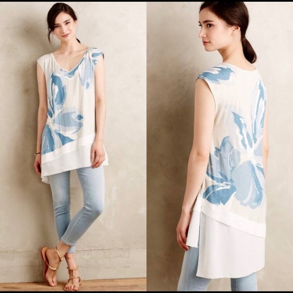 Anthropologie Deletta Gaelle Floral Tunic Top.